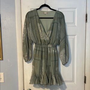 Altard State Sage Patterned Long Sleeve Dress